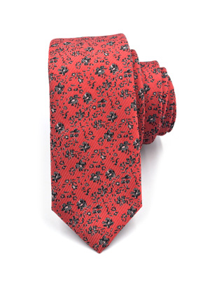 Червена вратовръзка с черни цветя - 10044 - 25.00 лв