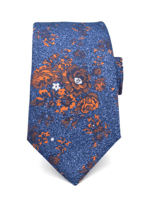 Вратовръзка в синьо с флорален принт - 10056 - 25.00 лв