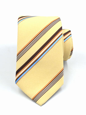 Вратовръзка в жълто с цветни райета - 10069 - 25.00 лв