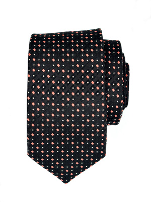 Вратовръзка в черно с коралови и бели кв - 10078 - 25.00 лв