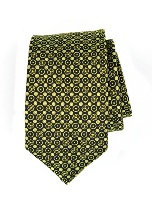 Вратовръзка в черно на жълти цветя и точ - 10147 - 25.00 лв