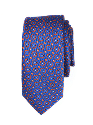 Вратовръзка в синьо с оранжеви фигури - 10152 - 25.00 лв