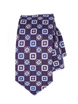 Вратовръзка в тъмно лилаво на цветя и кв - 10156 - 25.00 лв