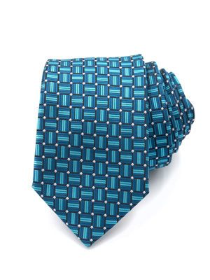 Петролено синя вратовръзка на фигури - 10168 - 25.00 лв