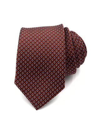 Вратовръзка в кафяво на ситни фигури - 10184 - 25.00 лв