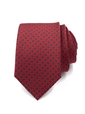 Червена вратовръзка на сини зигзаг лини - 10187 - 25.00 лв