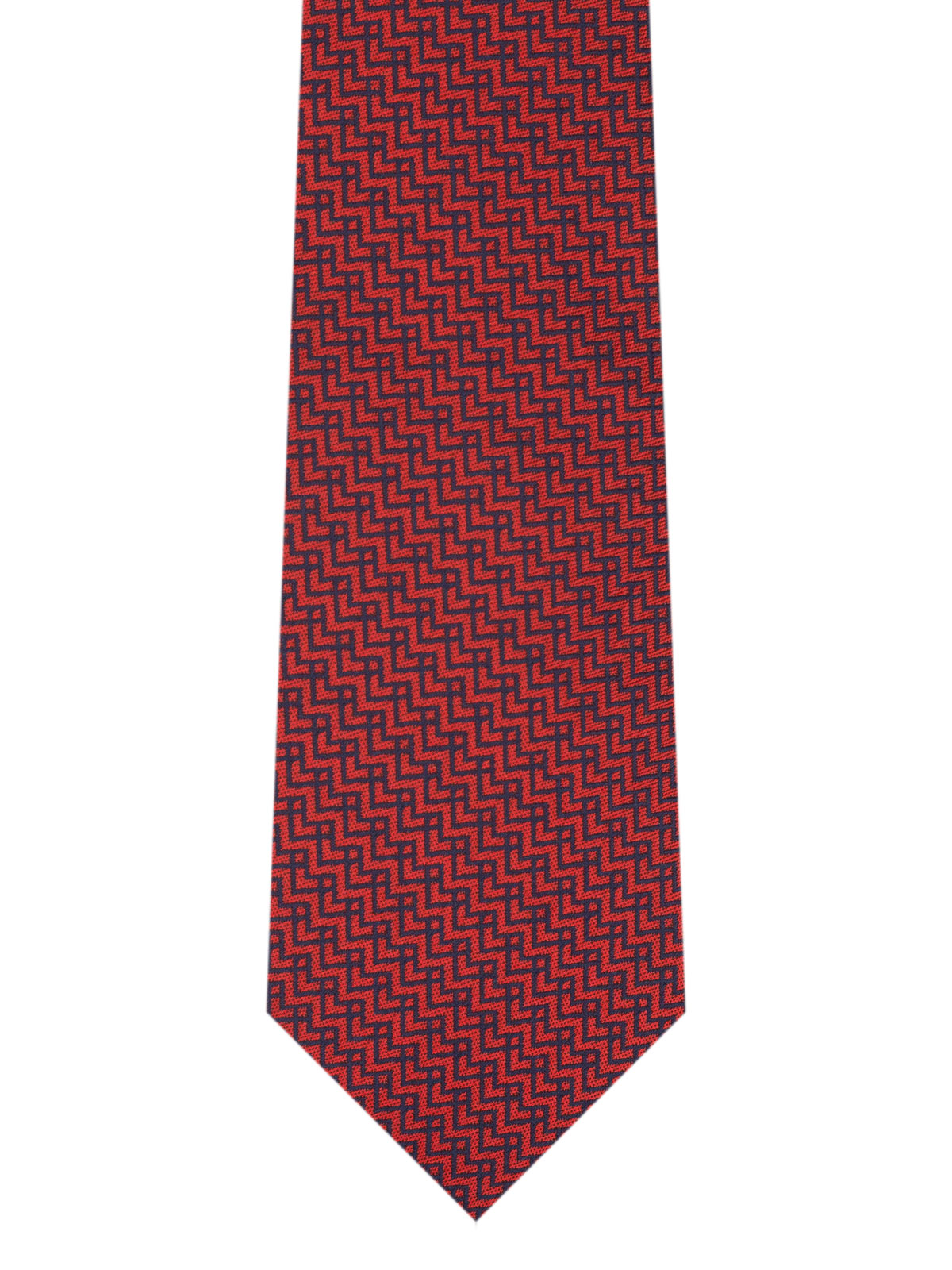 Червена вратовръзка на сини зигзаг лини - 10187 - 25.00 лв img2