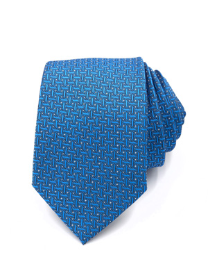 Вратовръзка в светло синьо на фигури - 10198 - 25.00 лв