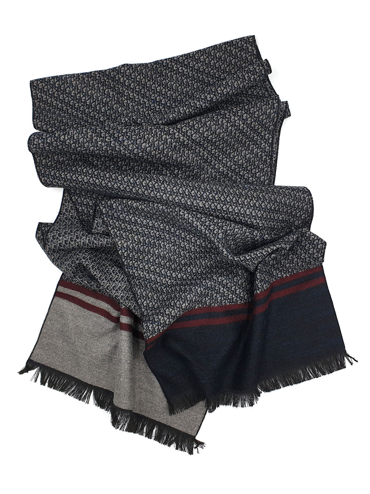 Фигурален шал в сиво с ресни - 10303 - 29.00 лв img2