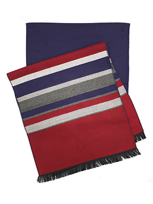 Раиран цветен шал с ресни - 10340 - 35.00 лв