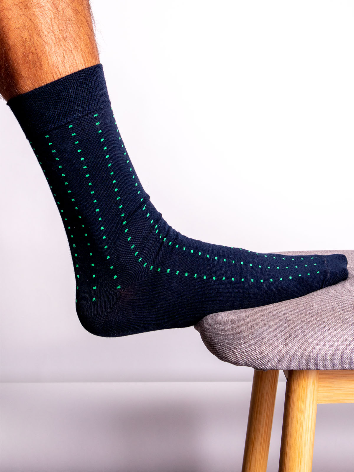 Тъмно сини чорапи със зелени квадрати - 10525 - 7.00 лв img2