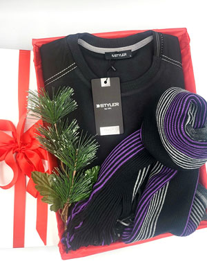 Комплект шал и блуза в черно-13211-55.00 лв