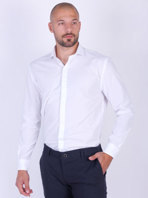 Мъжка бяла риза класическа-21280-72.00 лв