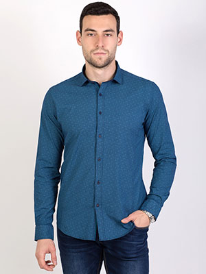 item:Риза в петролено синьо на фигури - 21439 - 55.00 лв