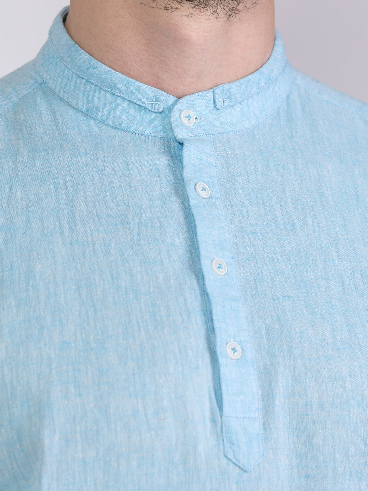 Светло синя риза от лен и памук - 21448 44.00 лв img3
