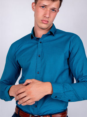 item:Риза в петролено синьо на квадрати - 21477 - 62.00 лв