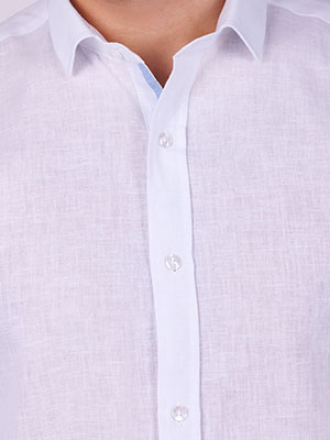 Бяла риза от лен и памук - 21527 88.00 лв img3