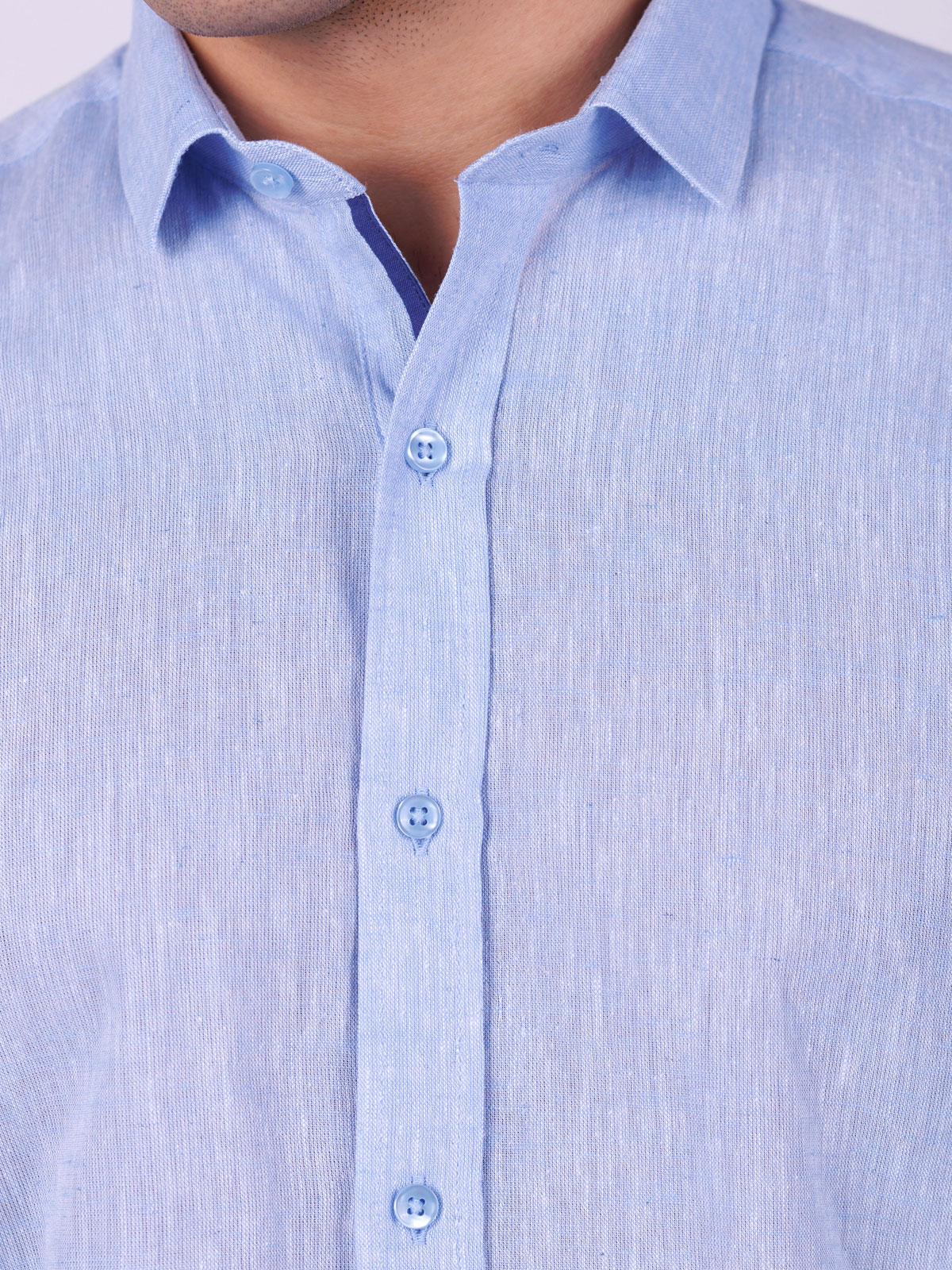 Риза от лен и памук в светло синьо - 21528 88.00 лв img2