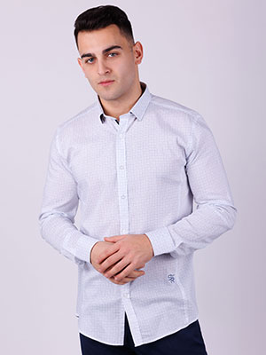 item:Риза от памук бяла на квадрати - 21534 - 78.00 лв