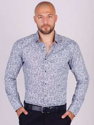 Мъжка риза със сиви пейсли-21579-79.00 лв