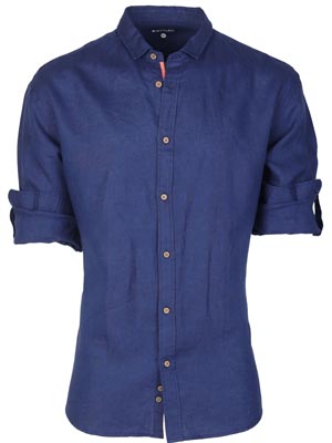 item:Тъмно синя ленена риза - 21598 - 98.00 лв