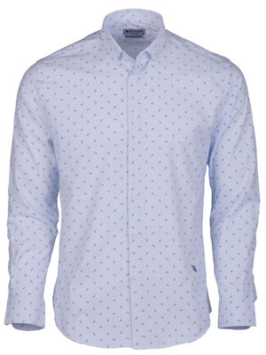 Бяла риза със светли сини фигури-21601-79.00 лв