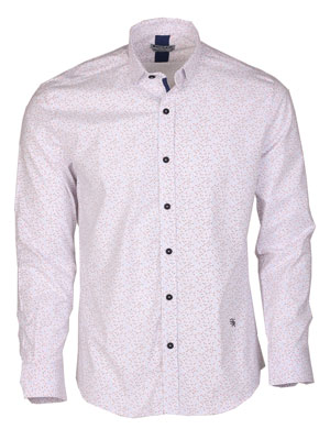 Риза в бяло с цветни полукръгове - 21604 - 79.00 лв