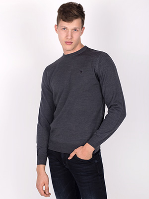 Мъжки пуловер вълна в сиво - 33078 - 62.00 лв