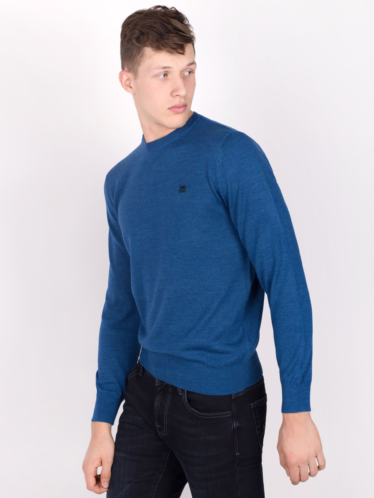 Петролено син пуловер с вълна мерино - 33079 39.00 лв img2