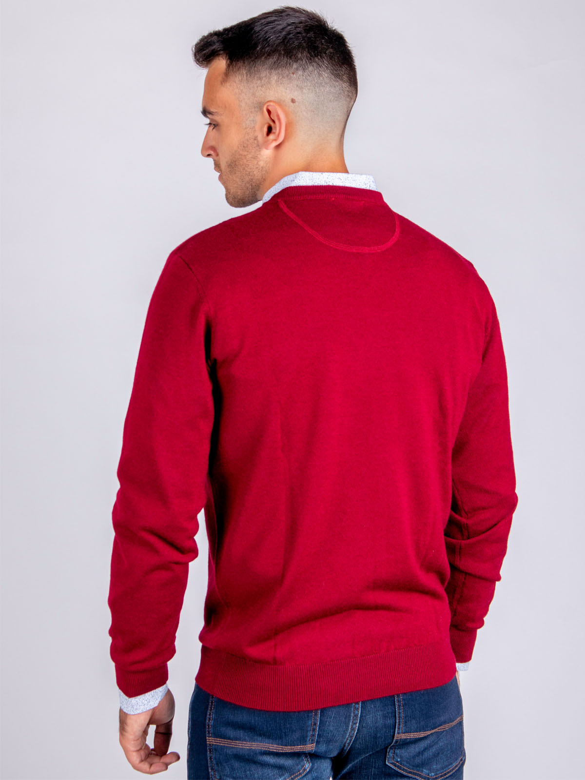 Пуловер с вълна мерино в бордо - 33083 62.00 лв img3