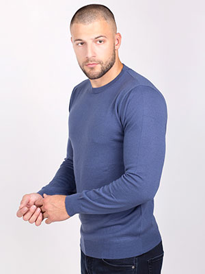 Мъжки пуловер с мерино в синьо - 33087 89.00 лв img3