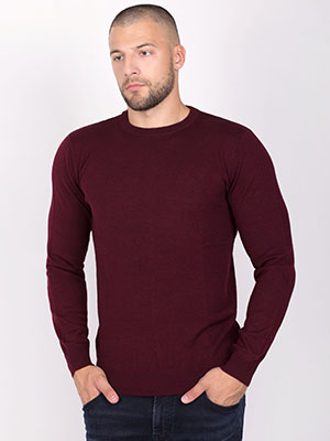 Бордо пуловер с вълна мерино - 33088 - 62.00 лв