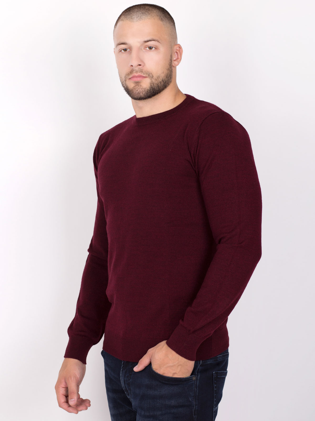 Бордо пуловер с вълна мерино - 33088 62.00 лв img2