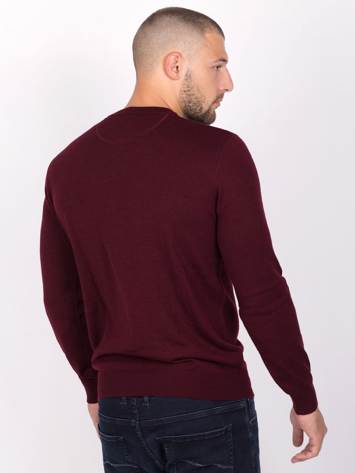 Бордо пуловер с вълна мерино - 33088 62.00 лв img4