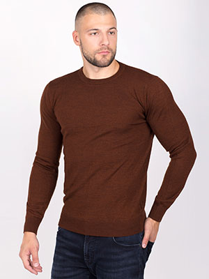 Мъжки пуловер в цвят керемида - 33090 - 48.00 лв