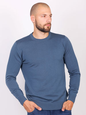 Пуловер в петролено синьо-33096-89.00 лв