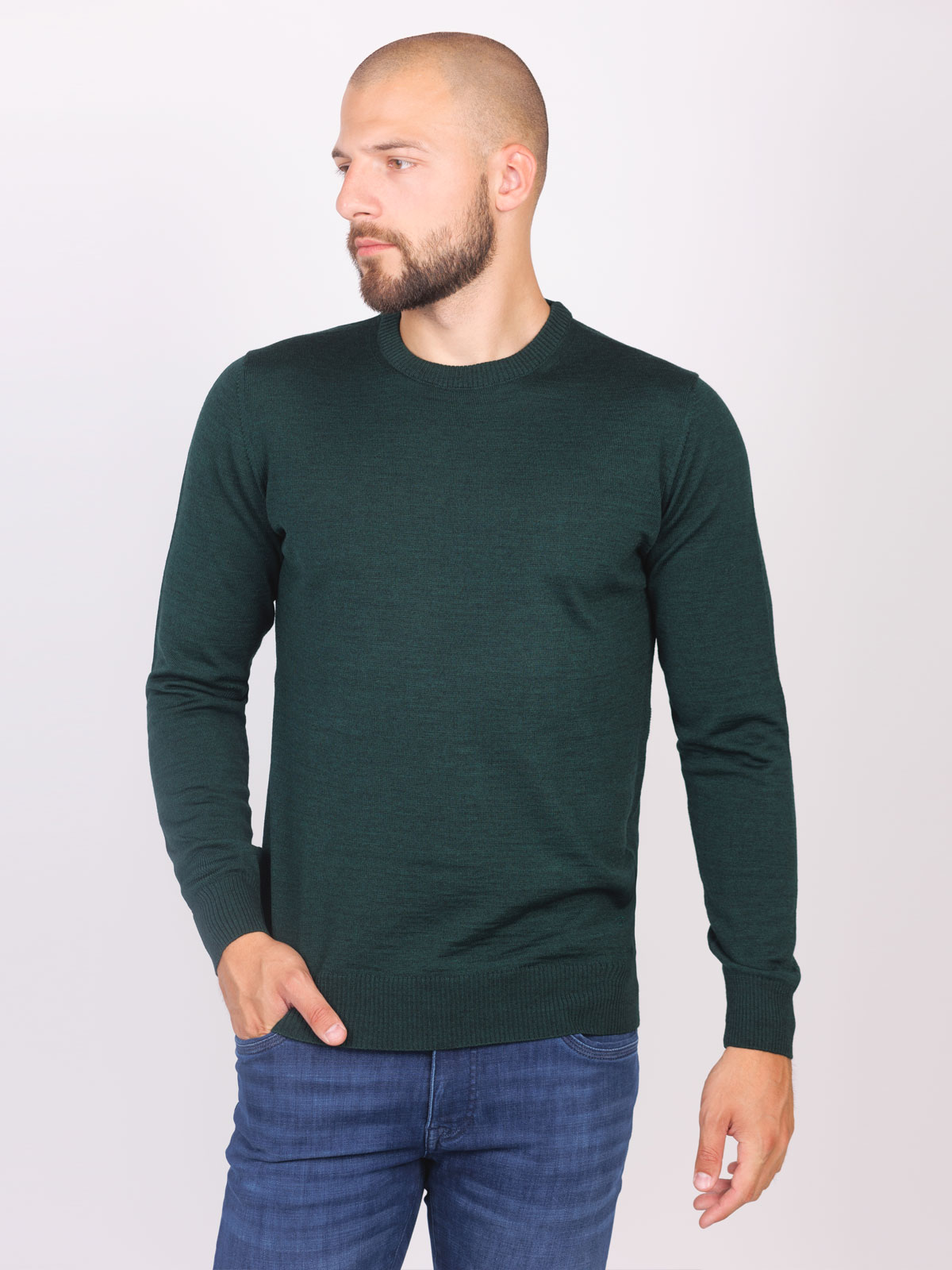 Мъжки пуловер в тъмно зелено - 33098 79.00 лв img3