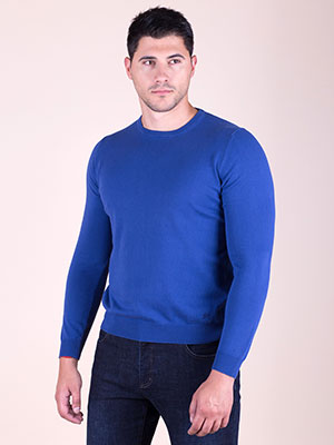 Цветен памучен пуловер обло деколте - 35262 - 48.00 лв