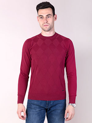 Пуловер от фин памук на ромбове - 35274 - 49.00 лв