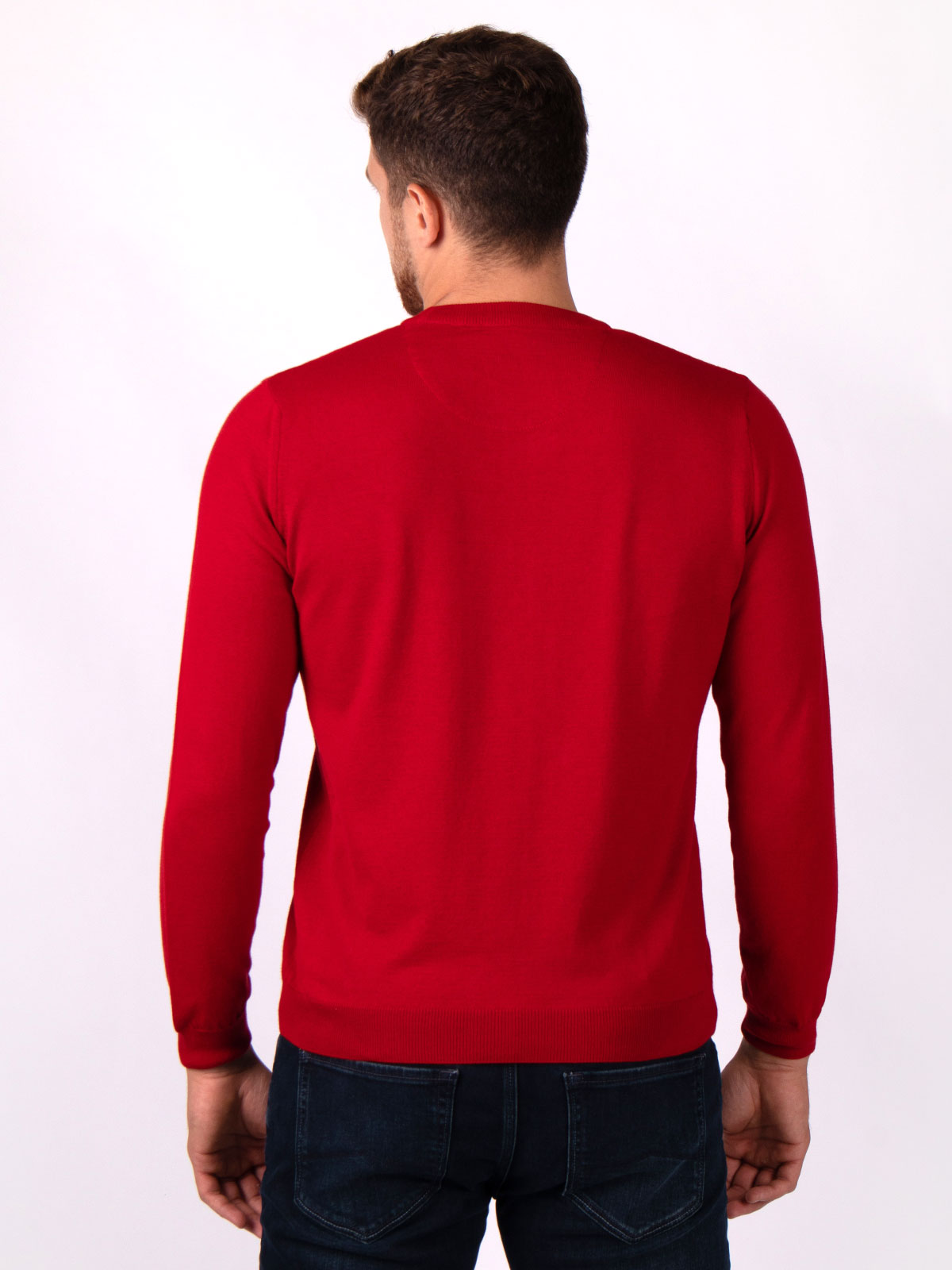 Пуловер от памук и акрил в червено - 35289 48.00 лв img4