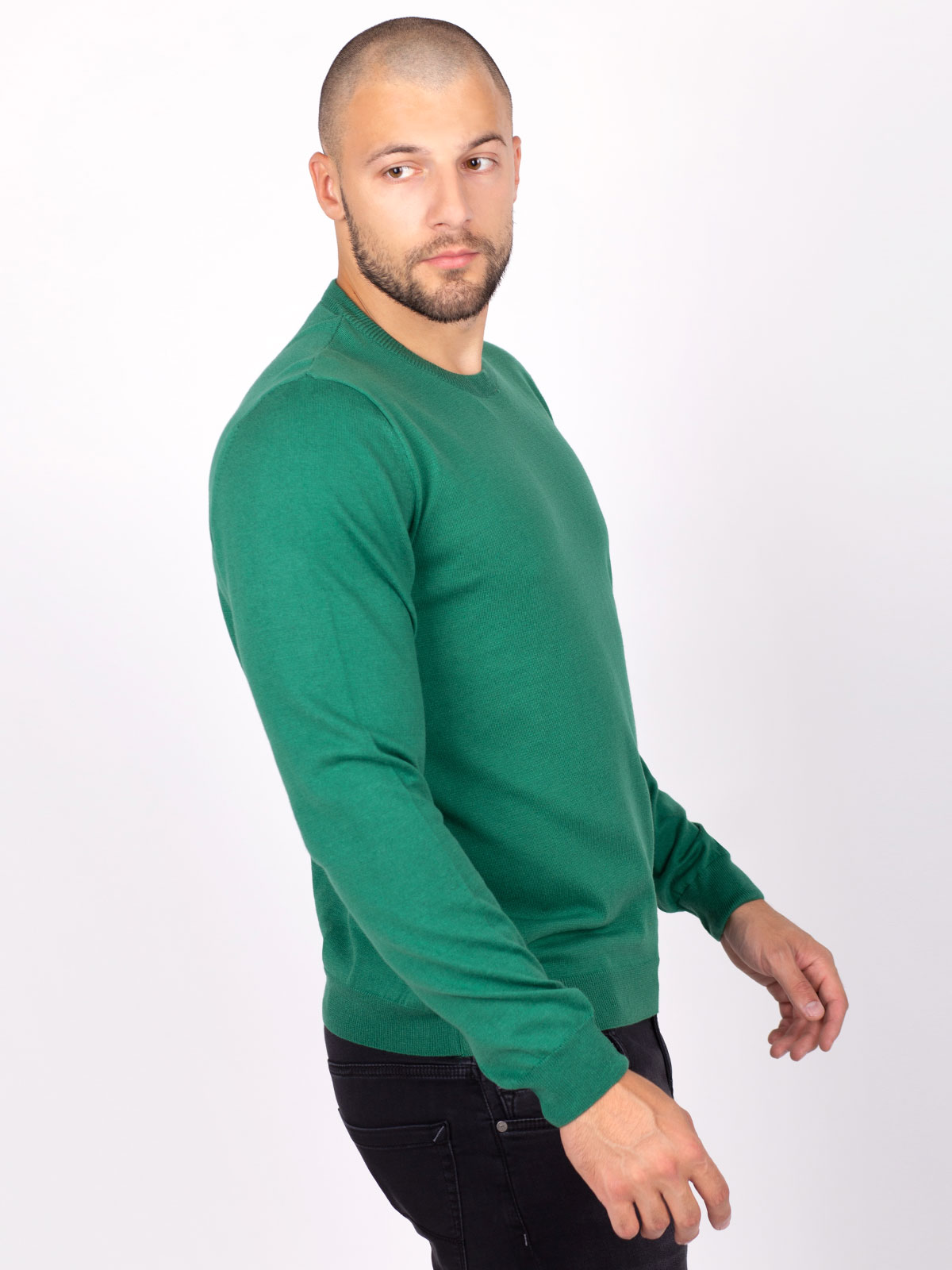 Зелен мъжки пуловер от памук - 35301 66.00 лв img2