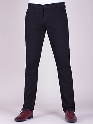 Черен памучен панталон с бродирано лого - 60269 - 39.00 лв