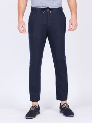 item:Ленен мъжки панталон в тъмно синьо - 60291 - 118.00 лв