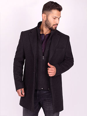 Графитено черно палто с шал яка - 65110 - 278.00 лв