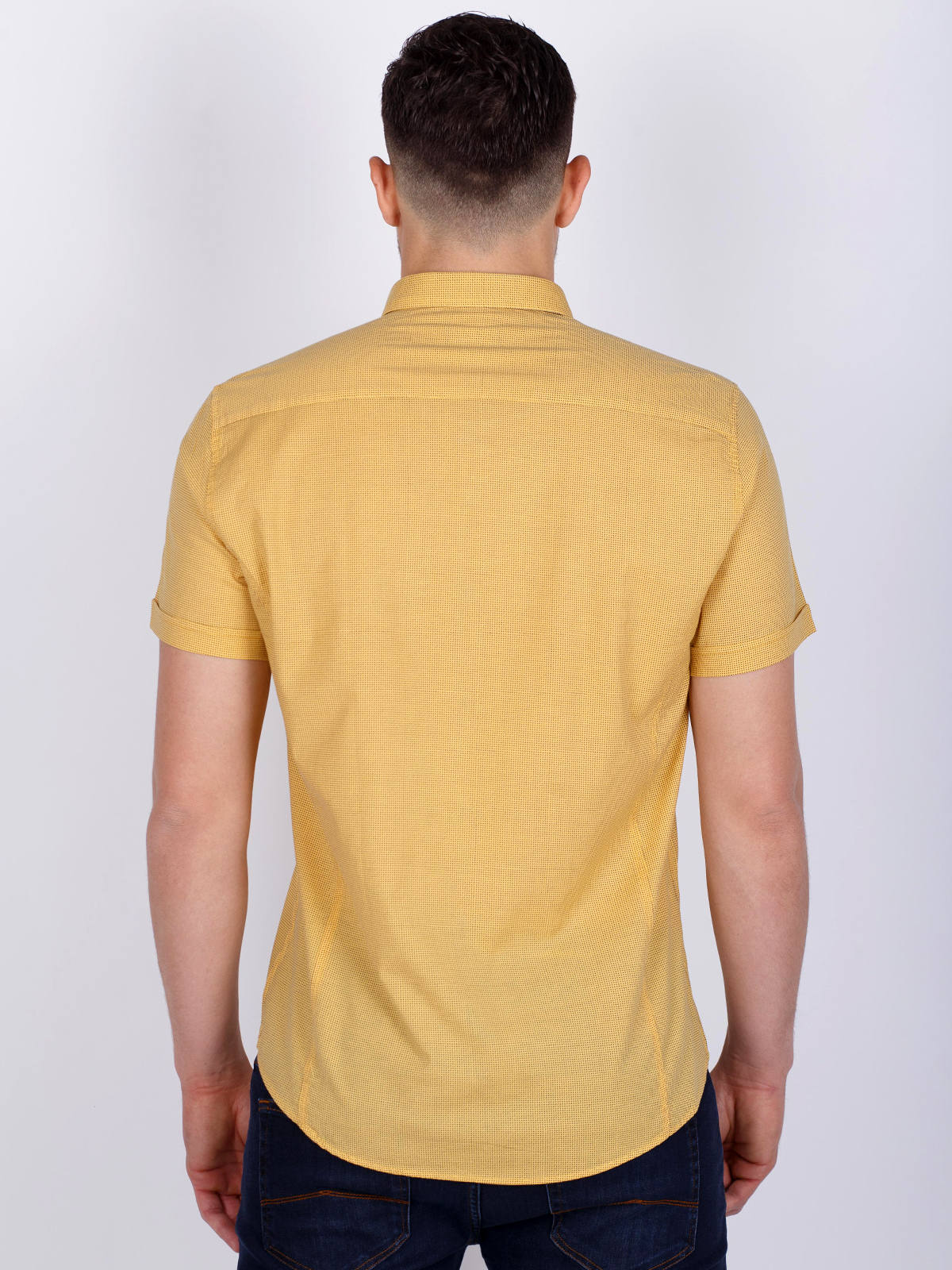 Жълта вталена риза със ситен принт - 80221 39.00 лв img4