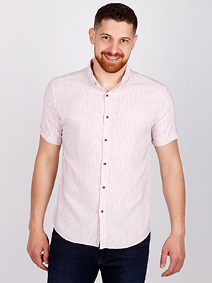 Риза в бледо розово и бяло райе - 80223 - 42.00 лв