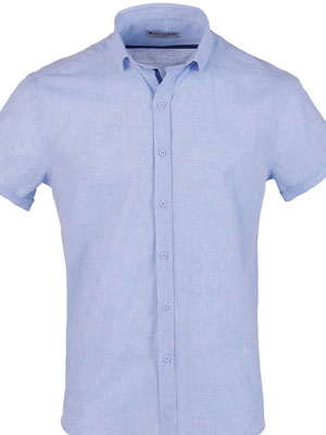 Риза от лен и памук в синьо - 80228 - 78.00 лв