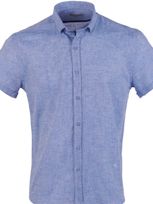 Ленена риза в светло син меланж - 80229 - 78.00 лв