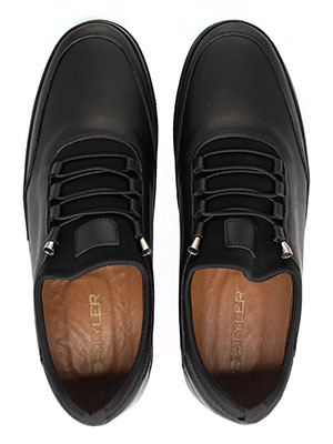 Черни кожени обувки с връзки ластик - 81095 - 134.00 лв img2