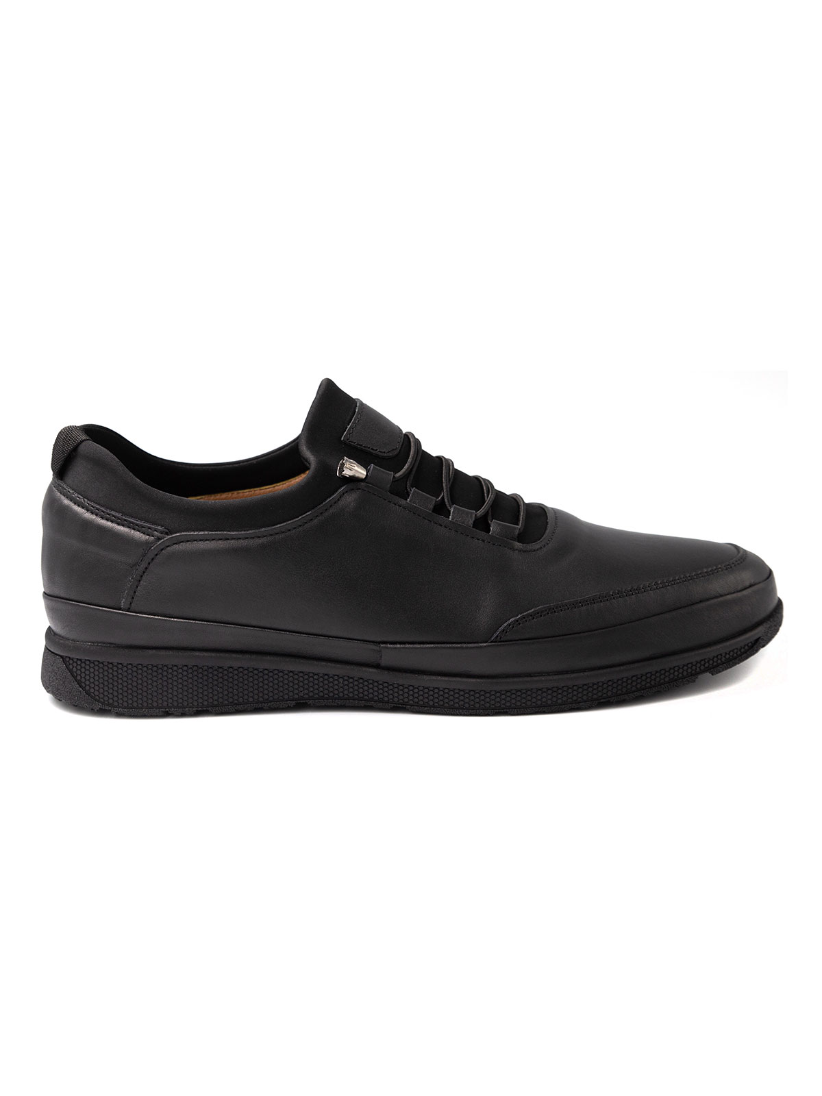 Черни кожени обувки с връзки ластик - 81095 - 134.00 лв img3